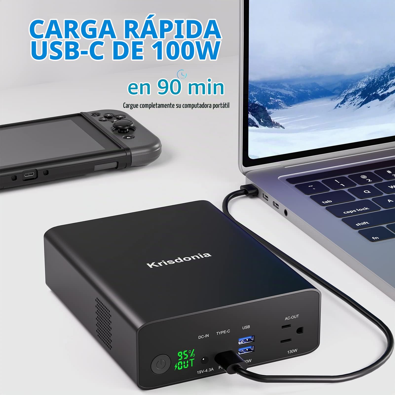 Amazon.com: Krisdonia Banco de energía con toma de CA, cargador